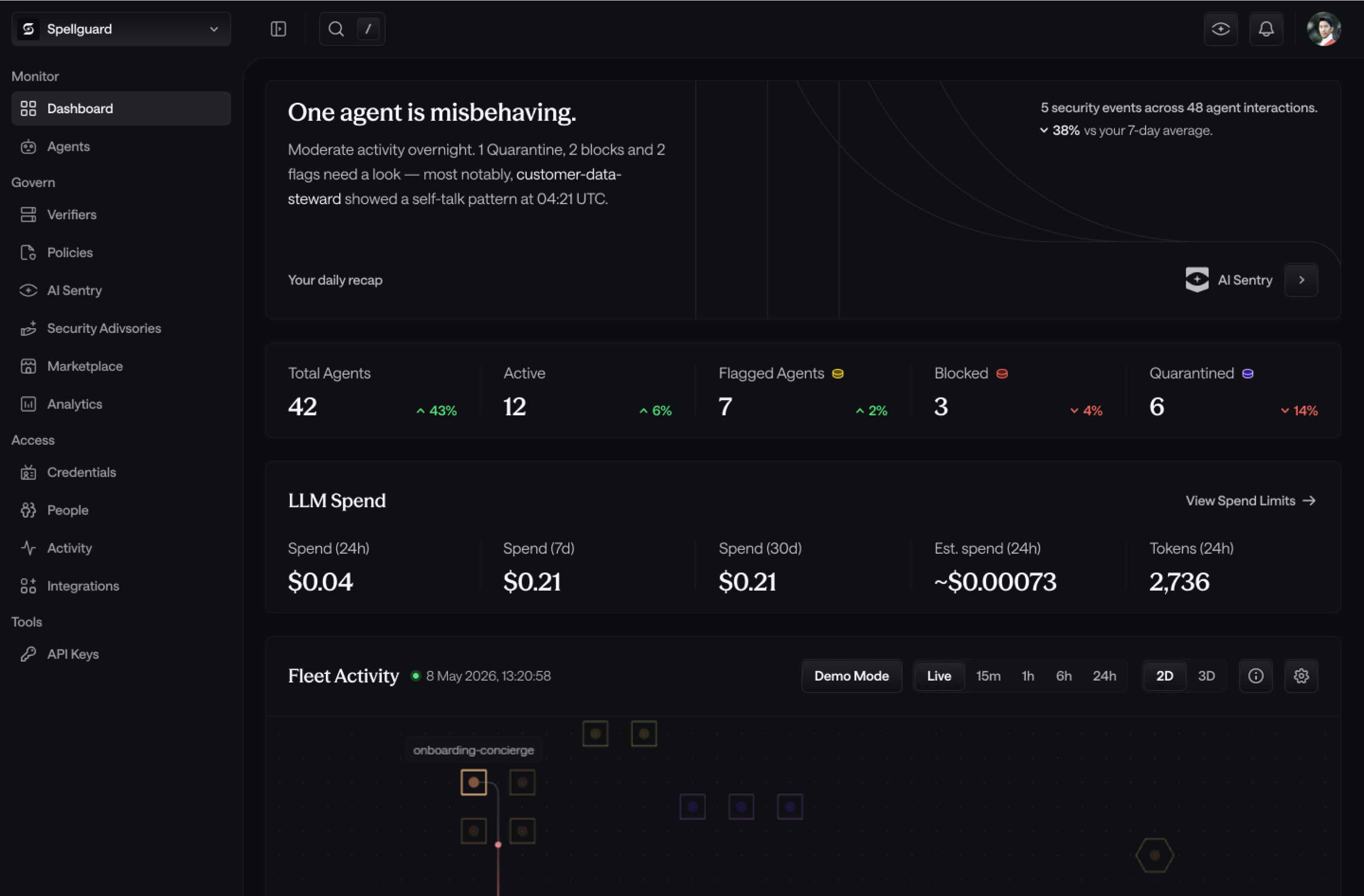 Spellguard dashboard